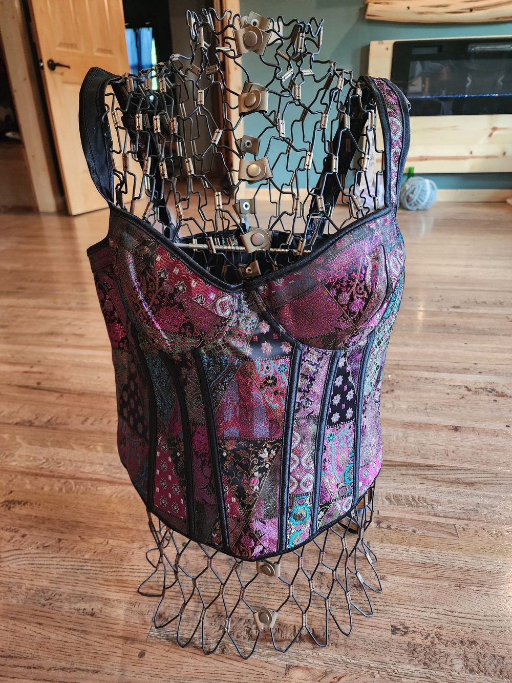 Punk Patchwork Bustier Top - Purple Corset